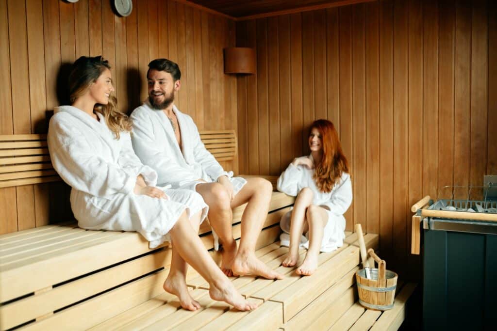 People in sauna relaxing